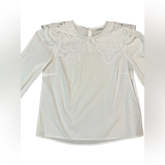 B.YOUNG Jussi Shirt with Embroidered Peter Pan Collar - Bright White Size 6 - Picture 7 of 14